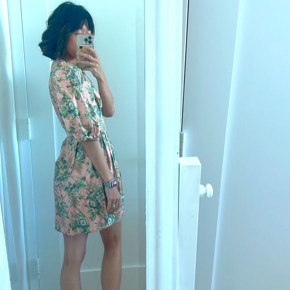 Like new Zimmermann silk tempest lace up deep v floral dress - Picture 4 of 12